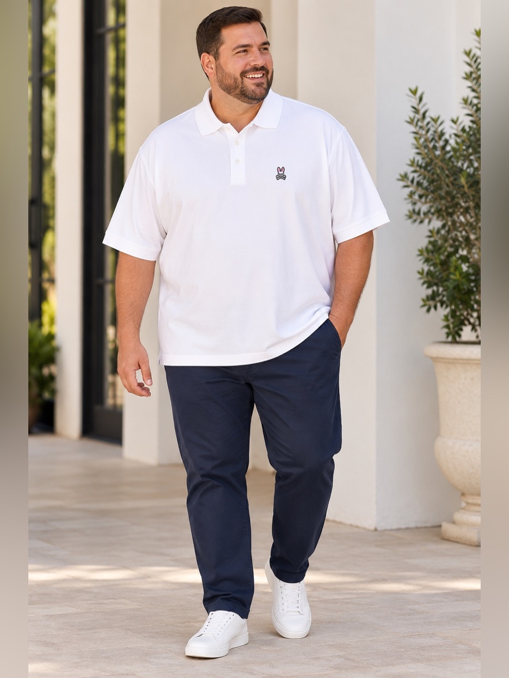 Psycho Bunny Mens 5XL White Short Sleeve Polo 100% Pima Cotton